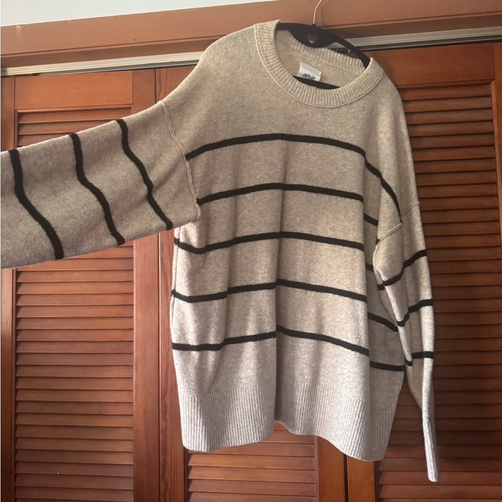 Aerie Beige and Black Knit Sweater